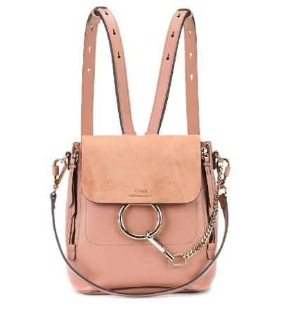 Chloé 'faye' Mini Suede Flap Leather Backpack In Pink