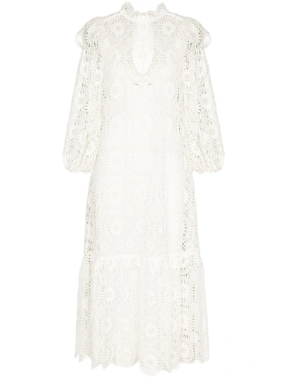 Alemais Osiris Guipure Lace Midi Dress In Weiss