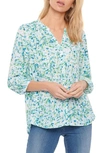 Nydj High/low Crepe Blouse In Sky Rock