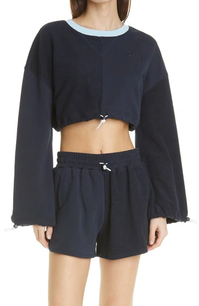 Staud Crop Bungee Sweatshirt In Deep Sea