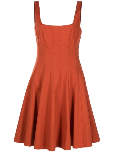 Staud Wells Sleeveless Midi Dress In Rust