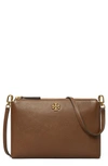Tory Burch Kira Small Pebbled Leather Top-zip Crossbody In Brown