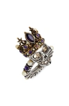 Alexander Mcqueen Skull Queen Ring In Multicolor