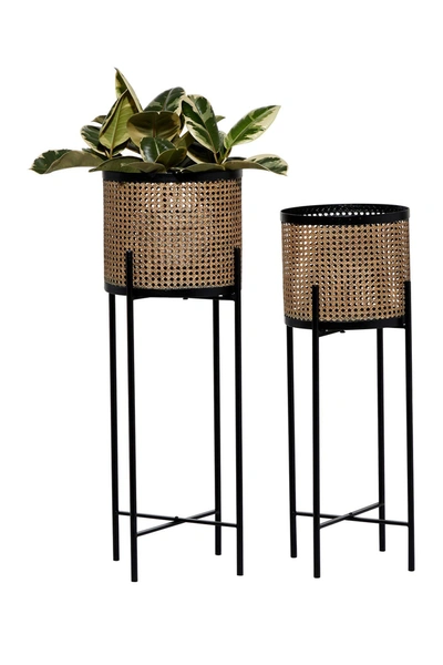 Willow Row Perforated Metal Glam Planter In Gold