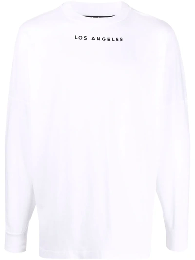 Palm Angels White Sprayed Logo 'los Angeles' Long Sleeve T-shirt In Weiss