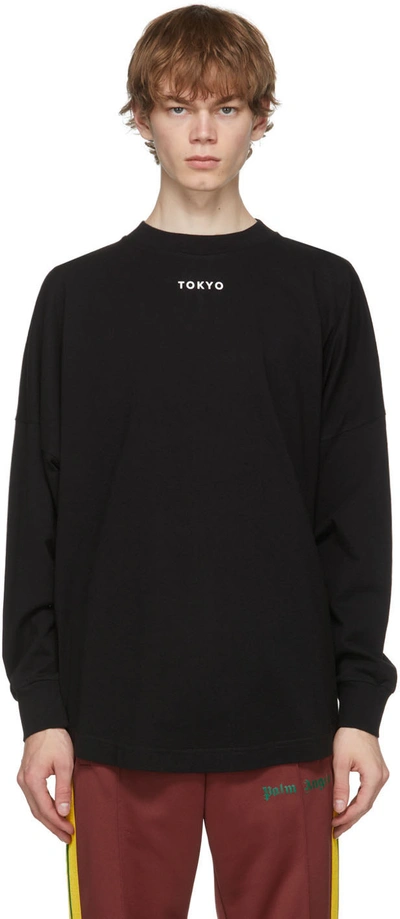 Palm Angels Black Sprayed Logo 'tokyo' Long Sleeve T-shirt