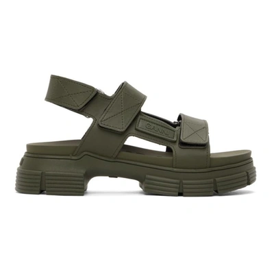 Ganni Recycled Rubber Trekking Sandals In Green