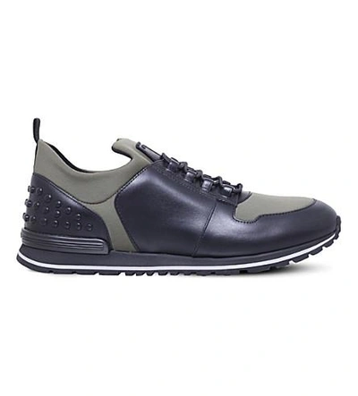 Tod's Scuba Runner Leather And Neoprene Trainers In Green Comb