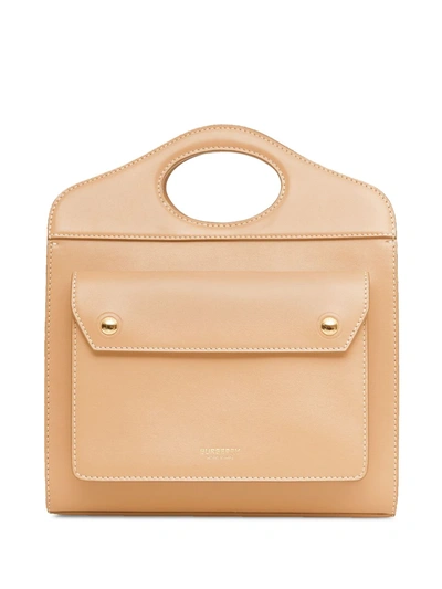 Burberry Mini Logo-print Pocket Bag In Braun