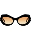 Gucci Oval-frame Sunglasses In Black