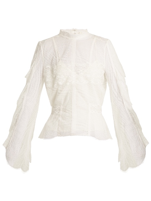 Jonathan Simkhai Bell-sleeved Layered-lace Blouse In White | ModeSens