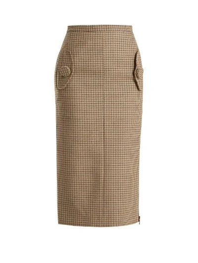N°21 Checked Wool Pencil Skirt In Beige Multi