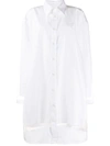 Maison Margiela Sheer Panelled Shirt Dress In White