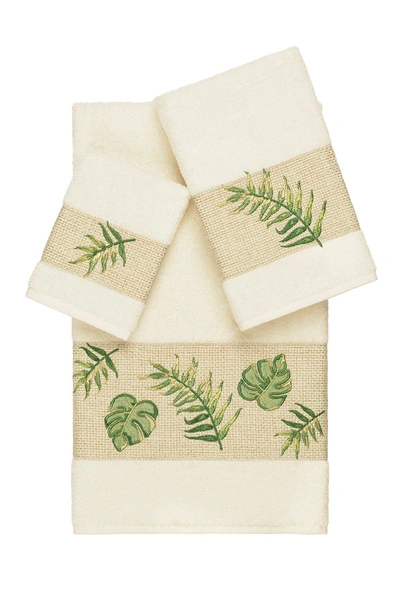 Linum Home Zoe 3-piece Embellished Towel Set In Cream