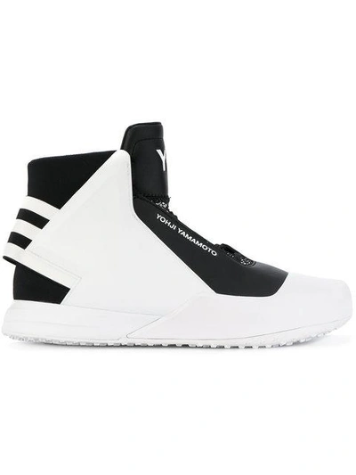 Y-3 Bbal White-black Leather Sneakers In Nero-bianco