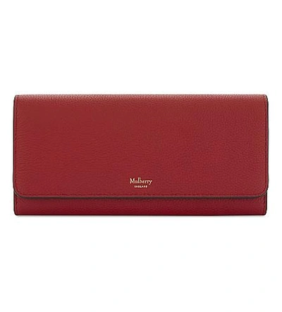 Mulberry Grained Leather Continental Wallet In Scarlet