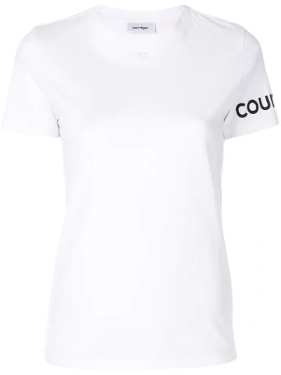 Courrèges Logo Detail Print Cotton Jersey T-shirt In White