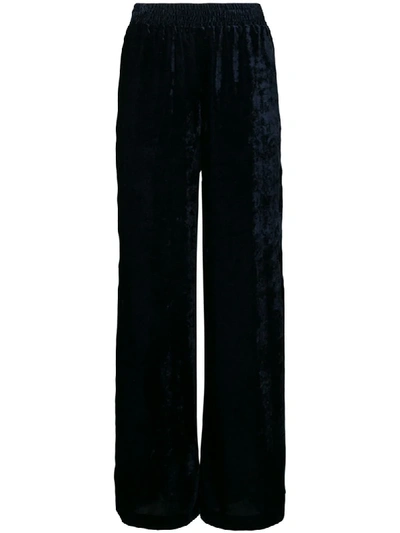 Nili Lotan Harlow High-rise Wide-leg Velvet Trousers In Blue