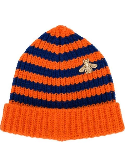 Gucci Striped Wool Hat In Orange, Blue