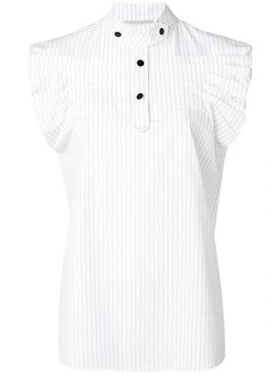 Marco De Vincenzo Pleated Pinstriped Cotton Shirt In White