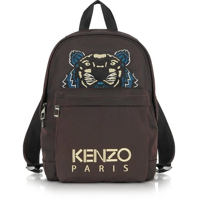 Kenzo Burgundy Canvas Medium Tiger Backpack In Red
