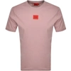 Hugo Regular-fit Cotton T-shirt With Red Logo Label- Light Brown Men's T-shirts Size L
