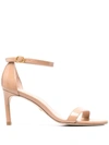 Stuart Weitzman Nunaked Straight Patent Leather Sandals In Rose Clay