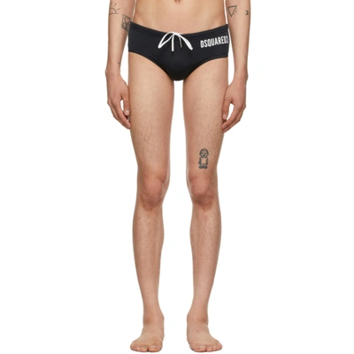 Dsquared2 Black 'icon' Swim Briefs In 010 Black