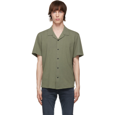 Rag & Bone Avery Knit Short Sleeve Button-up Camp Shirt In Olive