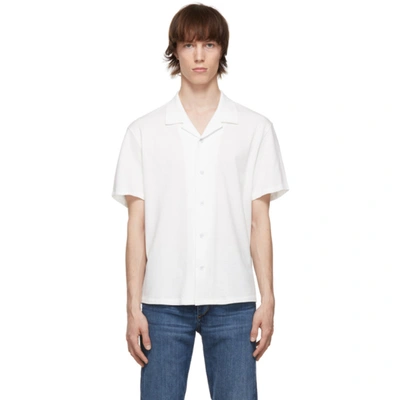 Rag & Bone White Cotton Knit Avery Short Sleeve Shirt In Pfd
