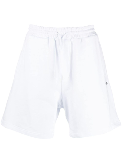 Msgm Logo Printed Drawstring Track Shorts In White