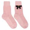 Gucci Pink Cotton-blend Gg Bow Socks
