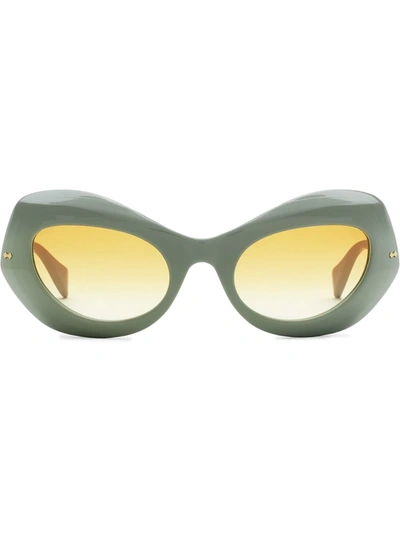 Gucci Oval-frame Sunglasses In Green