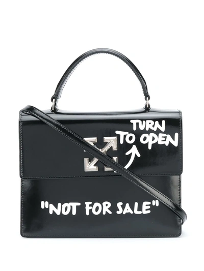 Off-white Jitney 2.8 Twist Leather Top Handle Bag In Black White