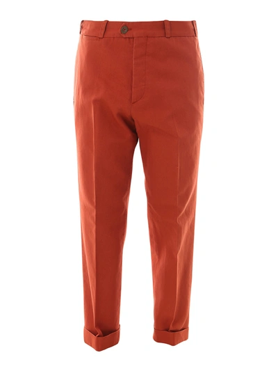 Pt Torino Cotton-linen Blend Trousers In Dark Orange