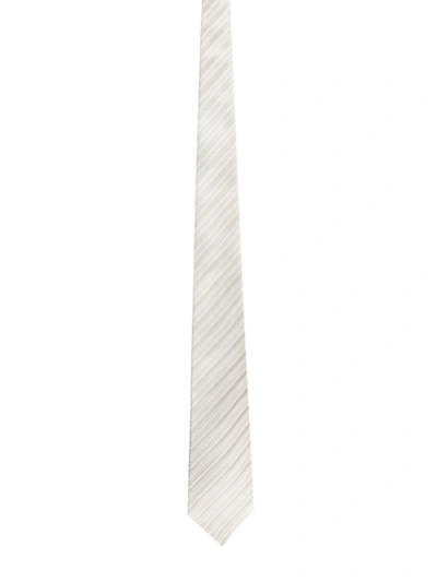 Kiton Grey Striped Silk Tie