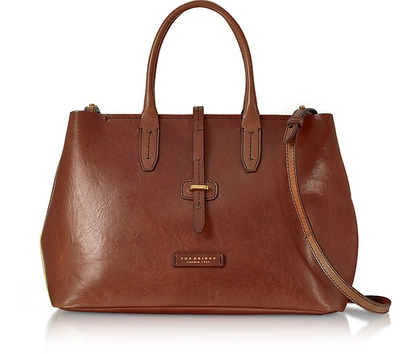 The Bridge Designer Handbags Dalston Large Leather Tote Bag W/shoulder Strap In Marron