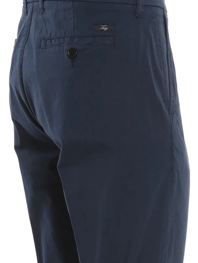 Fay Stretch Cotton Trousers In Blue