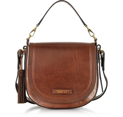 The Bridge Designer Handbags Peraldistrict Large Leather Messenger Bag W/tassels In Marron