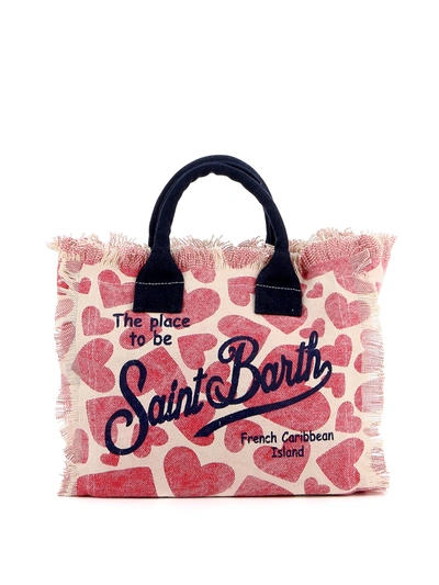 Mc2 Saint Barth Colette Canvas Beach Bag In Pink In Red
