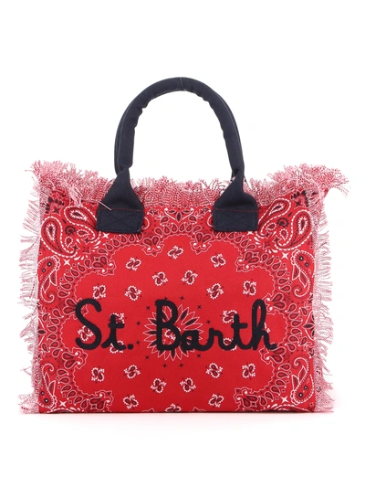 Mc2 Saint Barth Vanity Canvas Beach Bag In Red
