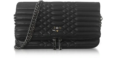 Zadig & Voltaire Black Quilted Leather Foldable Rock Mat Clutch