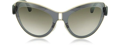 Balenciaga Ba0001 01f Grey Acetate & Gold Metal Cat Eye Sunglasses