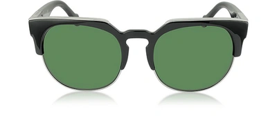 Balenciaga Designer Sunglasses Ba0021 01b Black Acetate & Gold Metal Women's Sunglasses In Noir/ Gris Vert