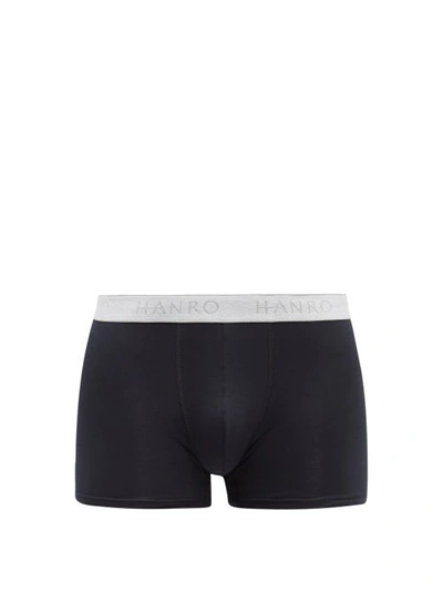 Hanro Pack Of Two Essentials Cotton-blend Boxer Briefs In Black/grey
