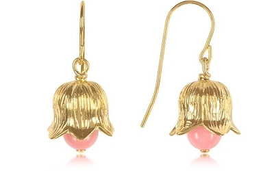 Aurelie Bidermann 18k Gold-plated Lily Of The Valley Earrings W/pink Bamboo Pearl