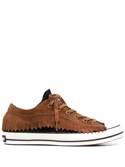 Palm Angels Fringe Basket Low Vulcanized Trainers In Braun