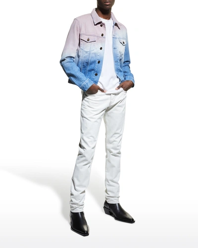 Saint Laurent Men's Degrade Denim Jacket In Blue