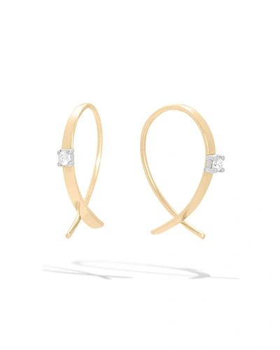 Lana Solo Mini Flat Upside Down Hoops With Diamonds In Gold