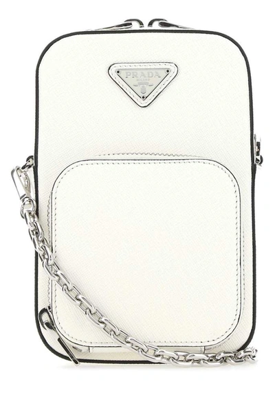 Prada Pocket Detail Mini Shoulder Bag In White